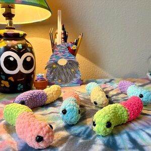Colorful crochet sour worm desk pets